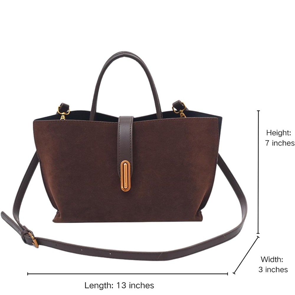 Burgundy Suede Tote Bags for Women - Fall Purse 2024 Brown Handbag Work